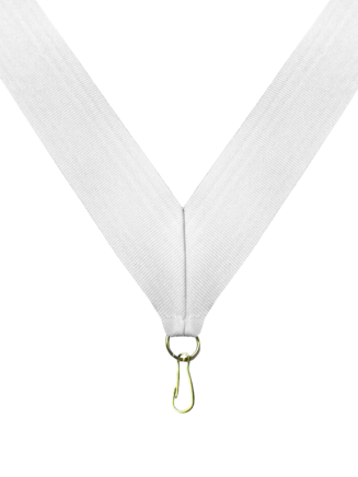 White Neck Ribbon with Clip - RB-W