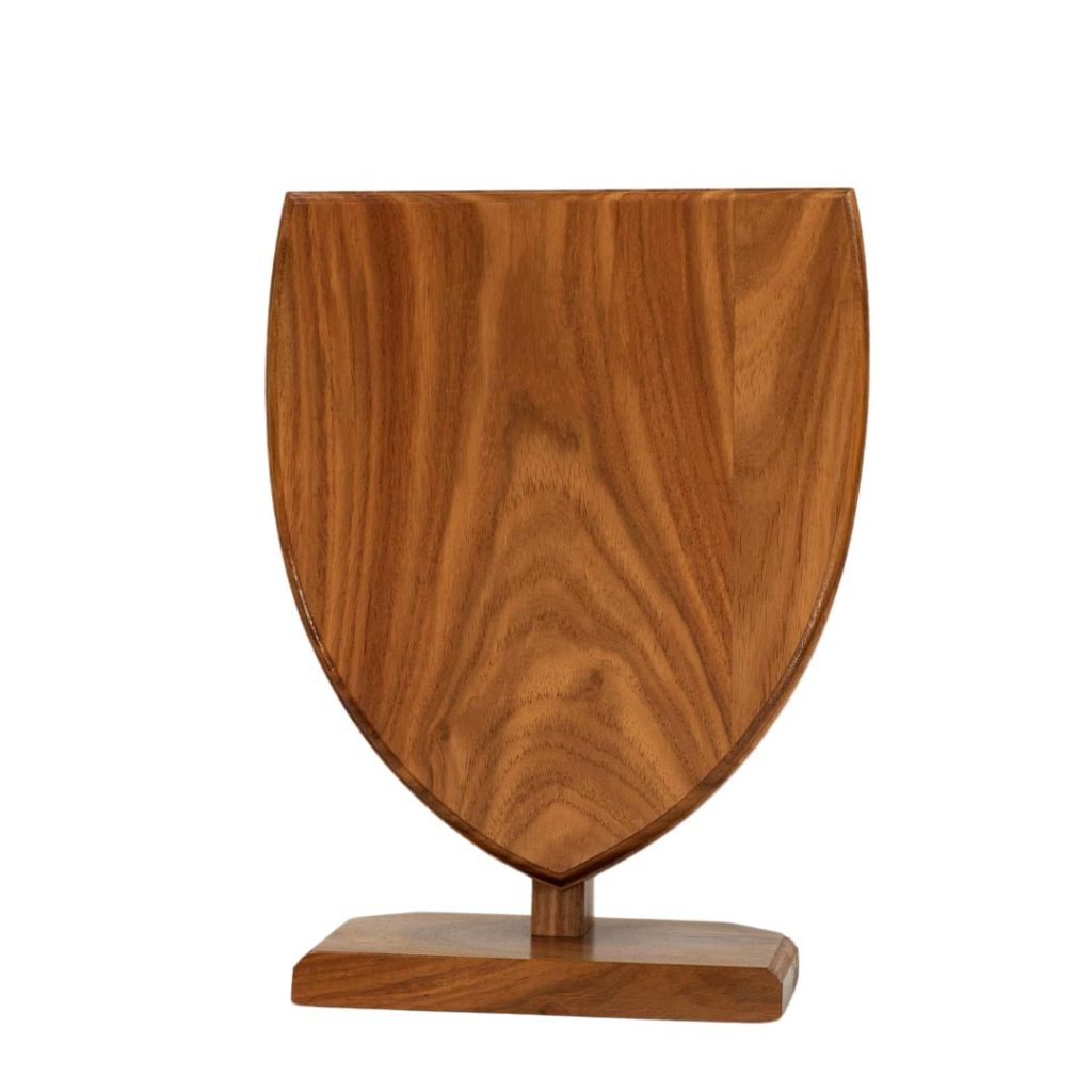 large wooden shield trophy