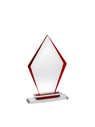 Kite Shaped Glass trophy with Red Sides - GH-3044