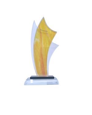 Yellow Printed Glass Trophy - CS-PRI-03