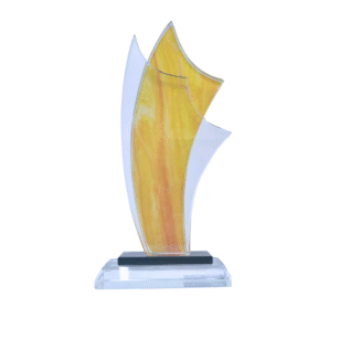 Yellow Printed Glass Trophy - CS-PRI-03