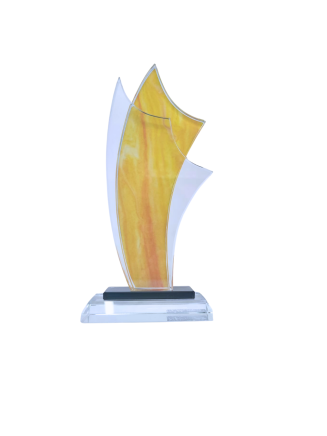 Yellow Printed Glass Trophy - CS-PRI-03